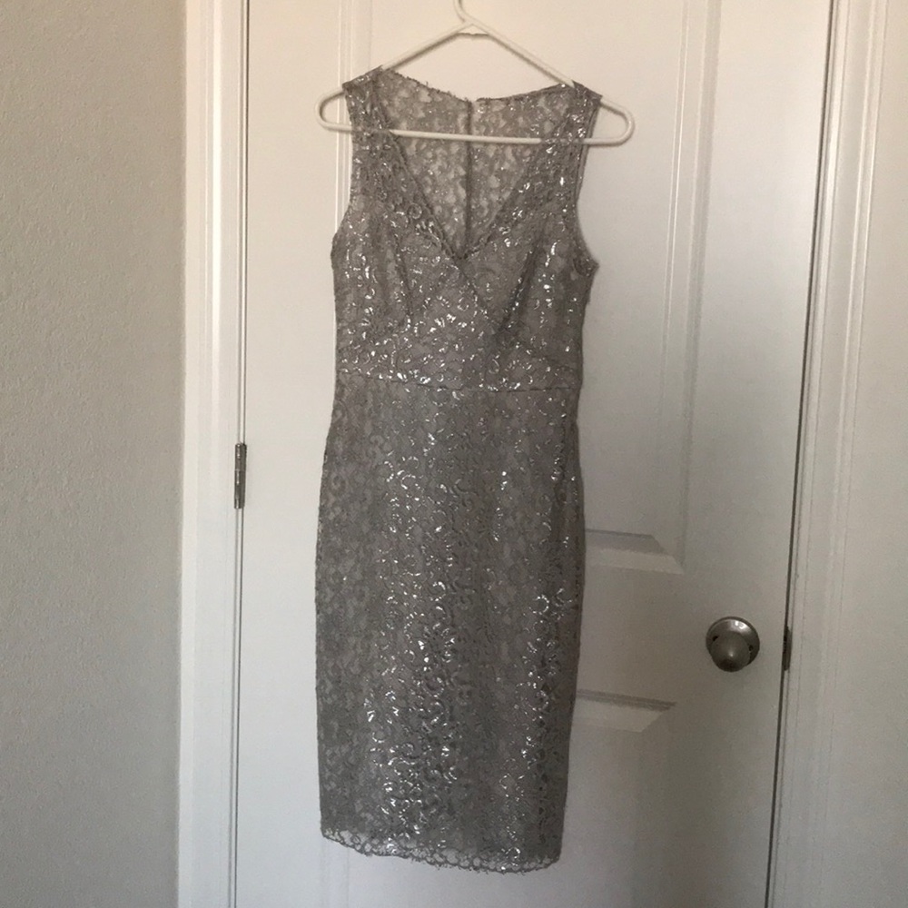 BCBG Maxazria Silver Lace Dress